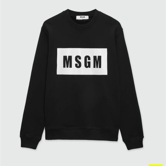 MSGM Solid colour cotton sweatshirt with a box logo MEN - Picture 2 of 7